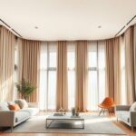 elegant curtain ideas for living room with layered linen drapes