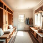 mudroom locker ideas with built-in storage cubbies and bench seating