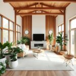 biophilic interior design ideas with natural wood accents and indoor greenery