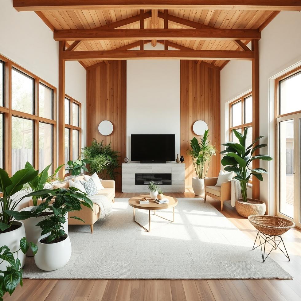 nature-inspired home decor ideas in a bright calm living room