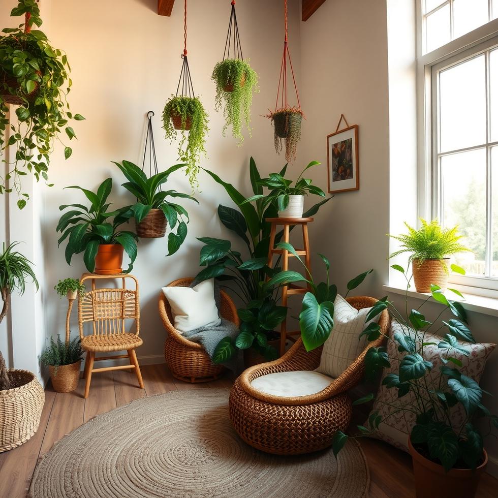 biophilic interior design ideas with indoor greenery and natural materials